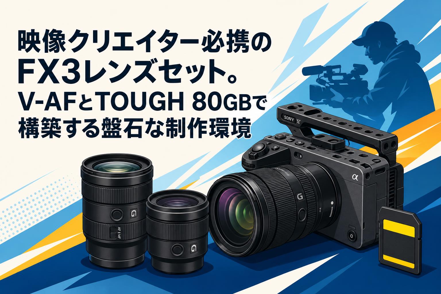 映像クリエイター必携のFX3レンズセット。V-AFとTOUGH 80GBで構築する盤石な制作環境