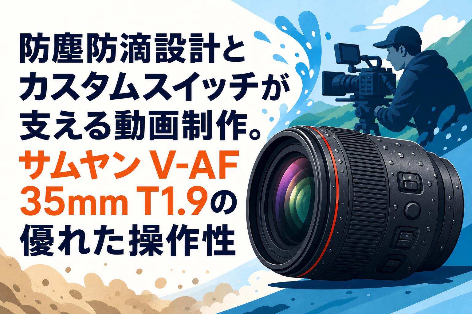防塵防滴設計とカスタムスイッチが支える動画制作。サムヤン V-AF 35mm T1.9の優れた操作性
