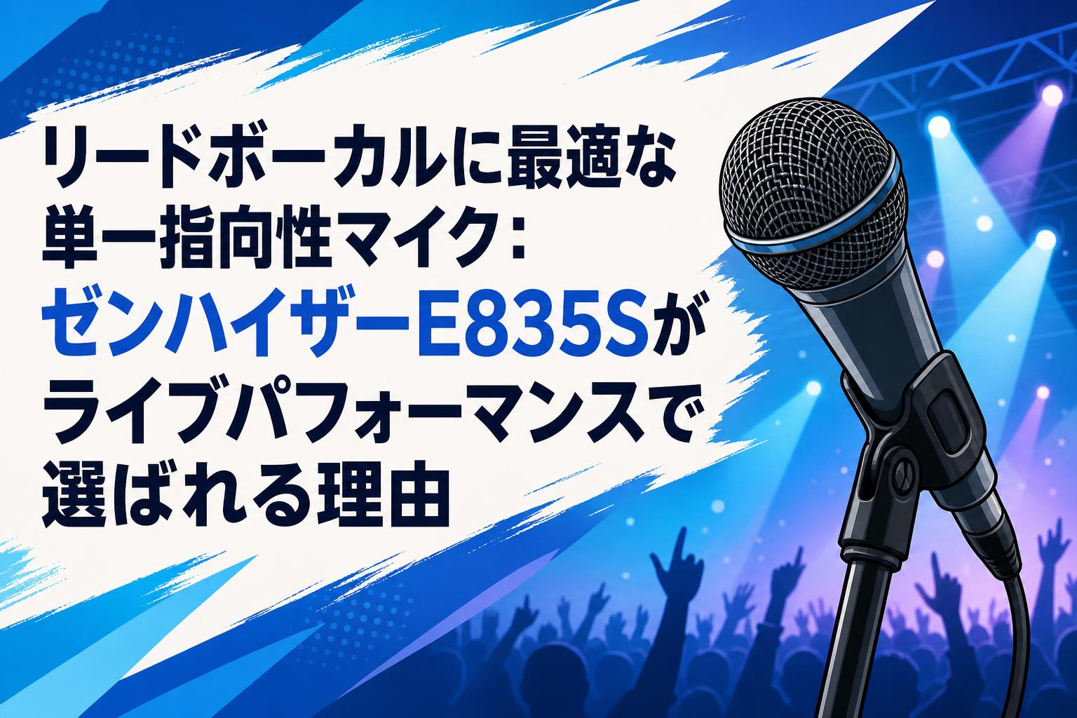 リードボーカルに最適な単一指向性マイク：ゼンハイザーE835Sがライブパフォーマンスで選ばれる理由