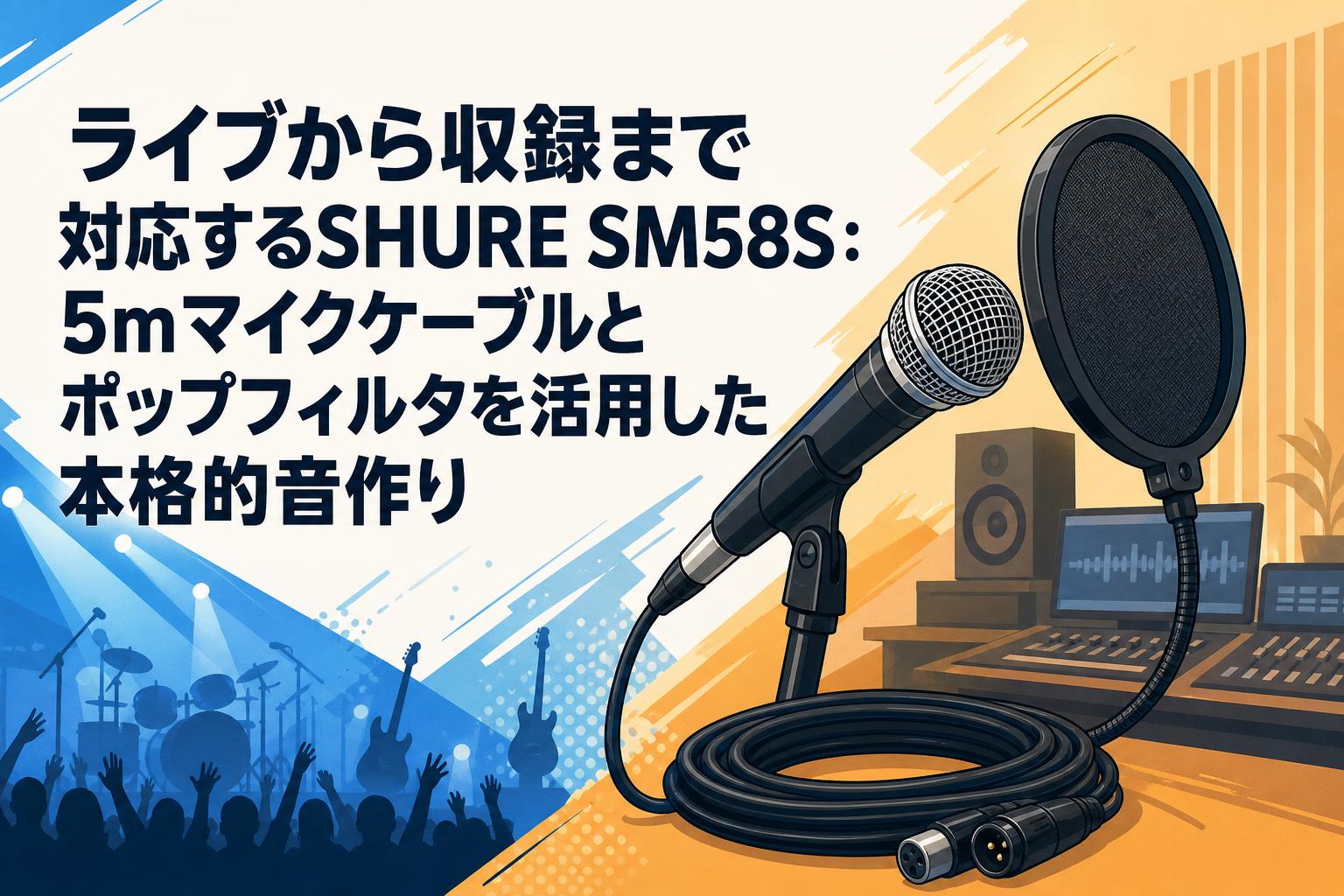 ライブから収録まで対応するSHURE SM58S：5mマイクケーブルとポップフィルタを活用した本格的音作り