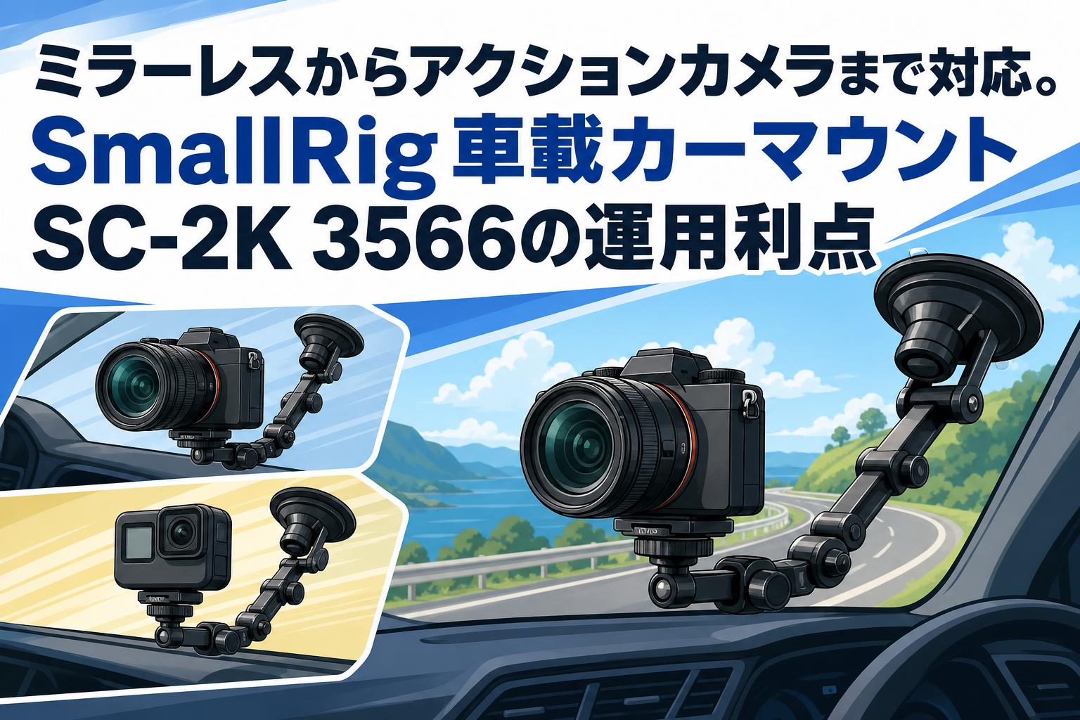 ミラーレスからアクションカメラまで対応。SmallRig車載カーマウントSC-2K 3566の運用利点