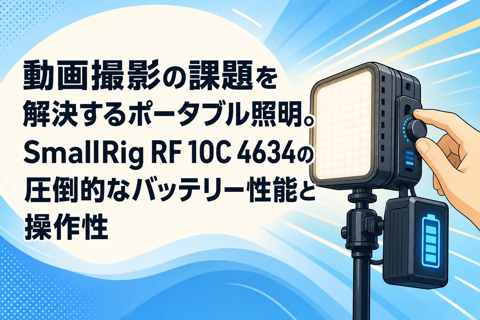 動画撮影の課題を解決するポータブル照明。SmallRig RF 10C 4634の圧倒的なバッテリー性能と操作性