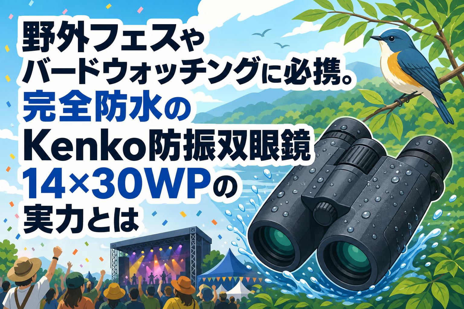 野外フェスやバードウォッチングに必携。完全防水のKenko防振双眼鏡14×30WPの実力とは