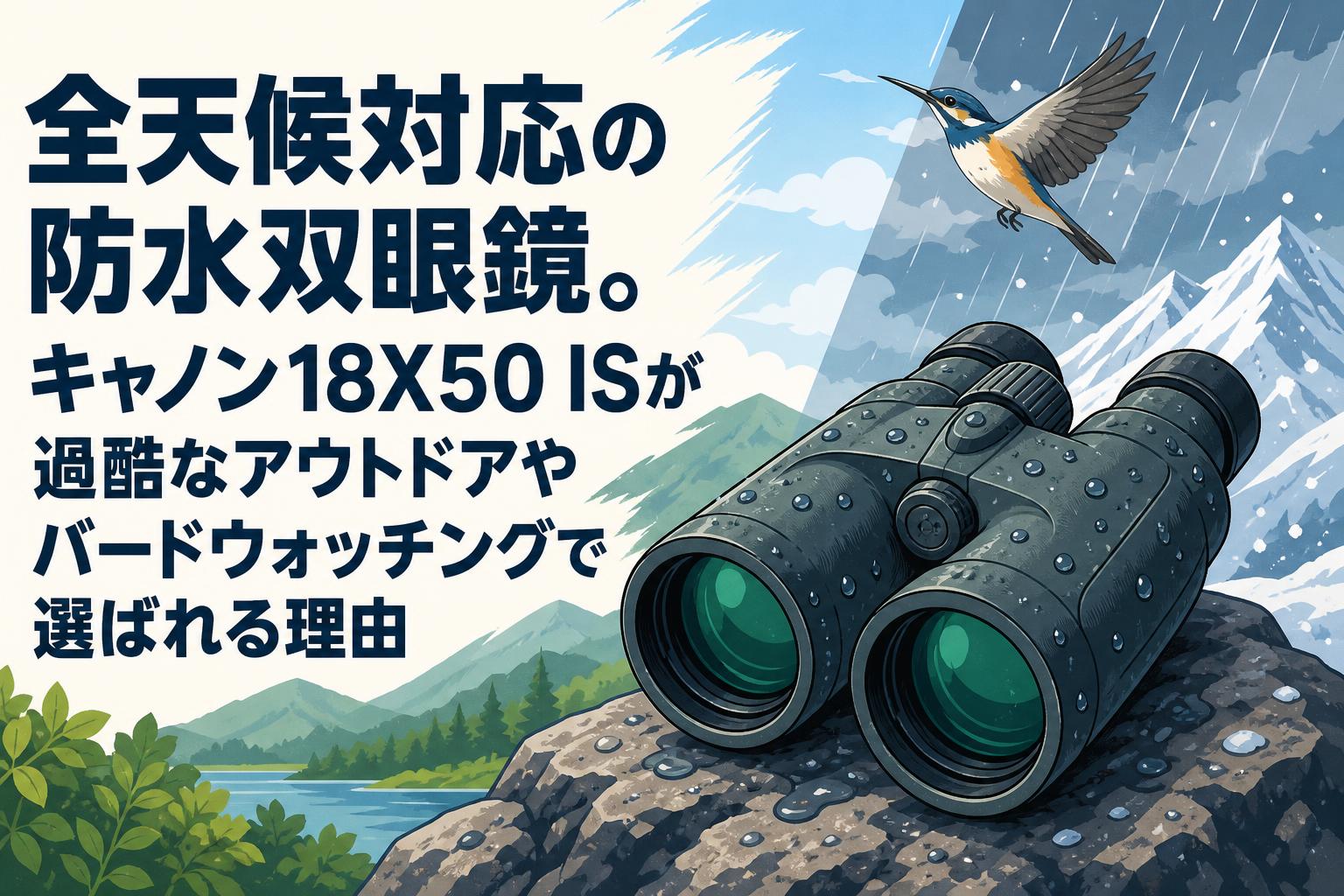 全天候対応の防水双眼鏡。キャノン18X50 ISが過酷なアウトドアやバードウォッチングで選ばれる理由