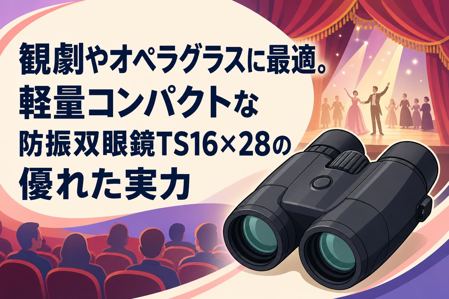 観劇やオペラグラスに最適。軽量コンパクトな防振双眼鏡TS16×28の優れた実力
