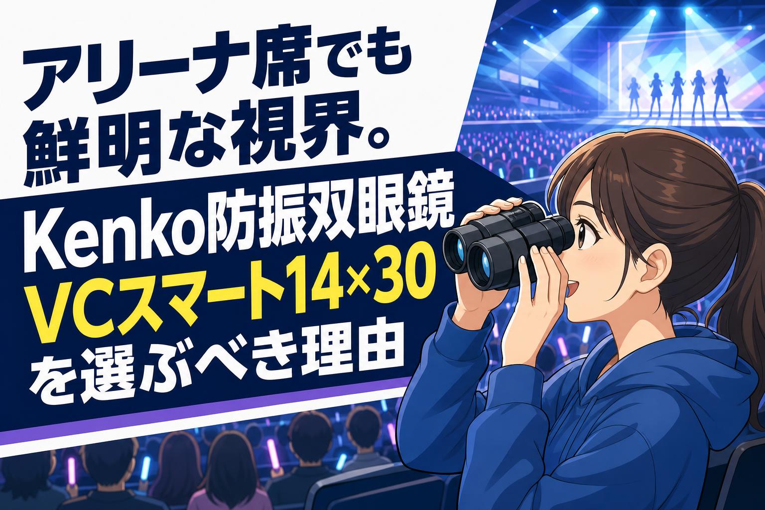 アリーナ席でも鮮明な視界。Kenko防振双眼鏡VCスマート14×30を選ぶべき理由