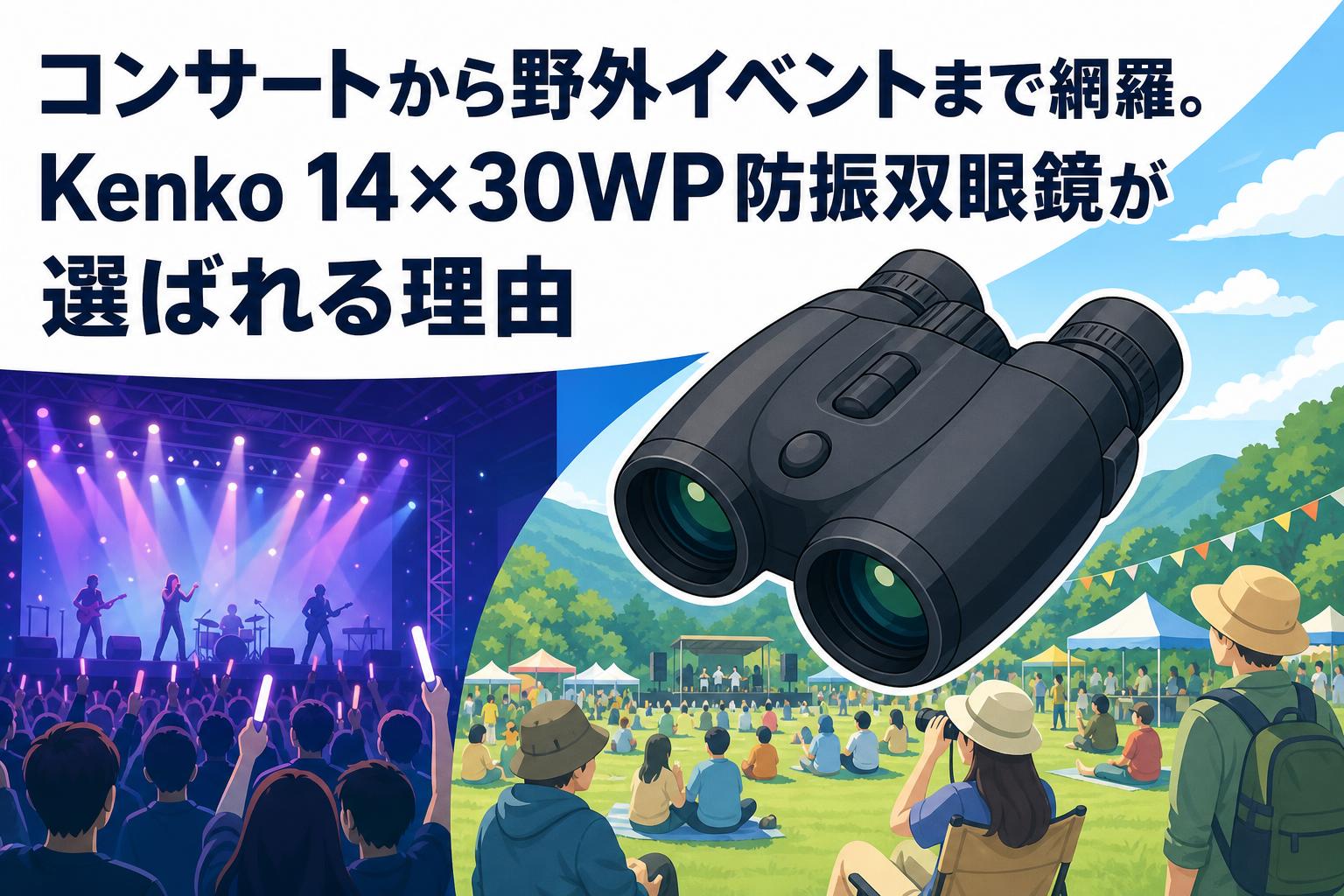 コンサートから野外イベントまで網羅。Kenko 14×30WP防振双眼鏡が選ばれる理由