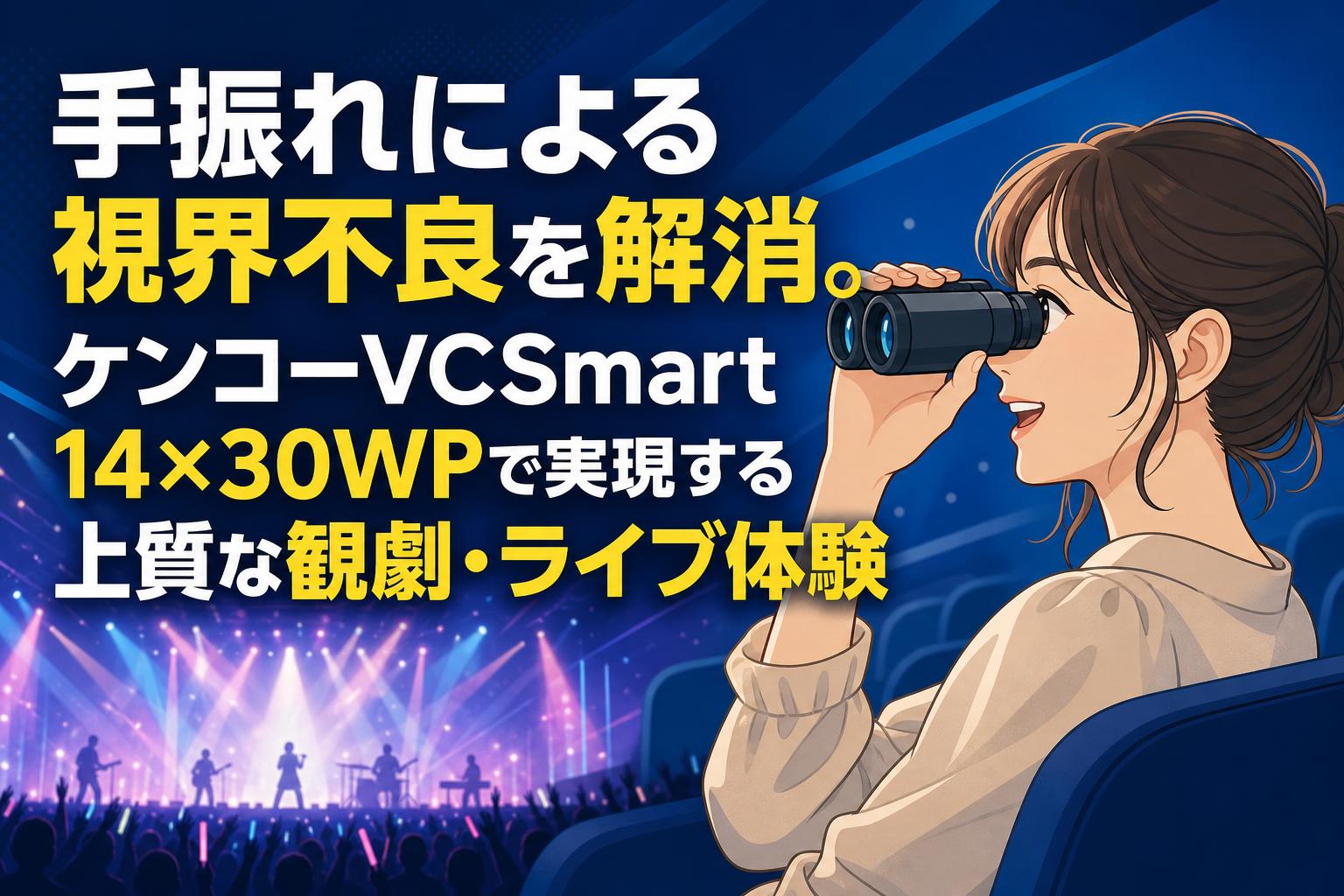 手振れによる視界不良を解消。ケンコーVCSmart 14×30WPで実現する上質な観劇・ライブ体験