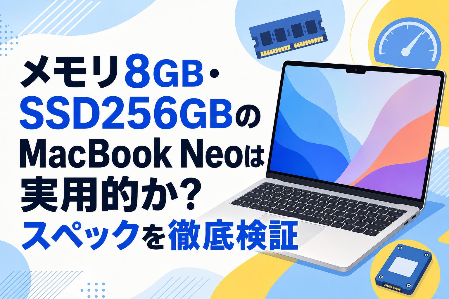 メモリ8GB・SSD256GBのMacBook Neoは実用的か？スペックを徹底検証