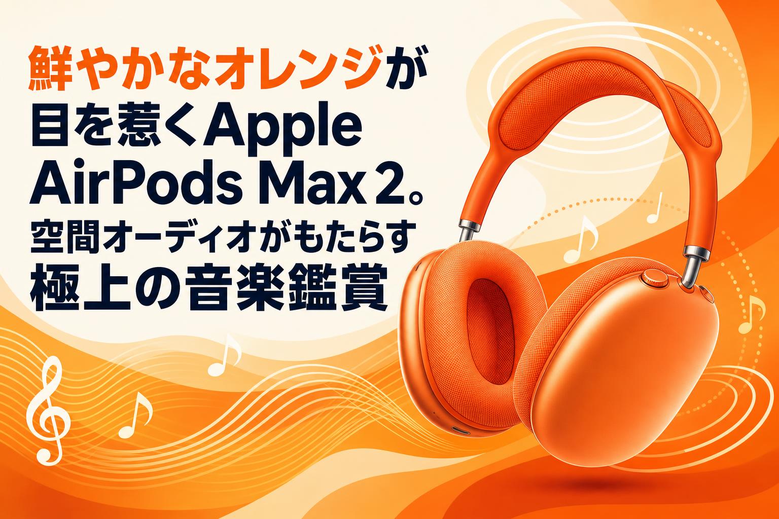 鮮やかなオレンジが目を惹くApple AirPods Max 2。空間オーディオがもたらす極上の音楽鑑賞
