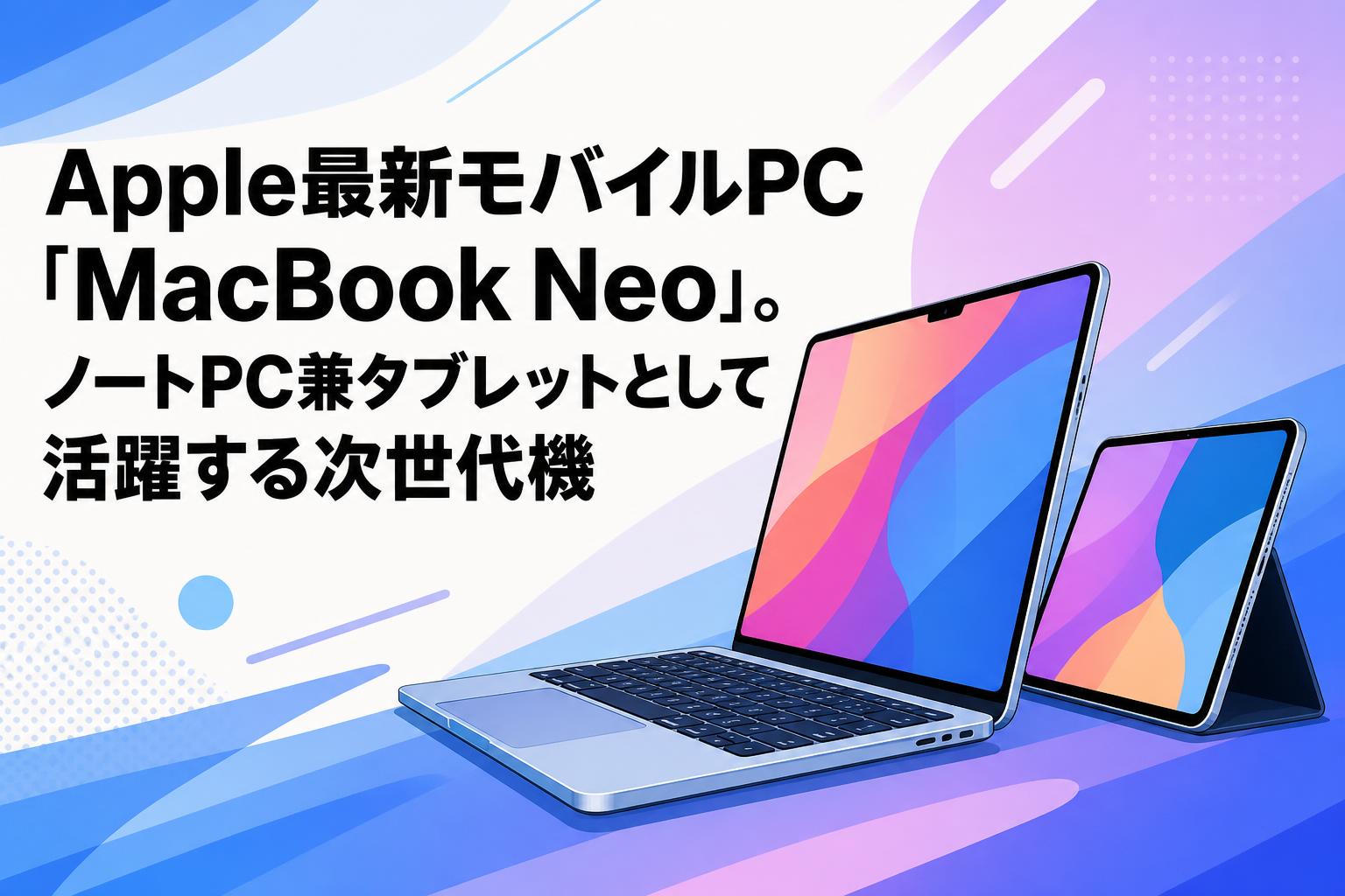 Apple最新モバイルPC「MacBook Neo」。ノートPC兼タブレットとして活躍する次世代機