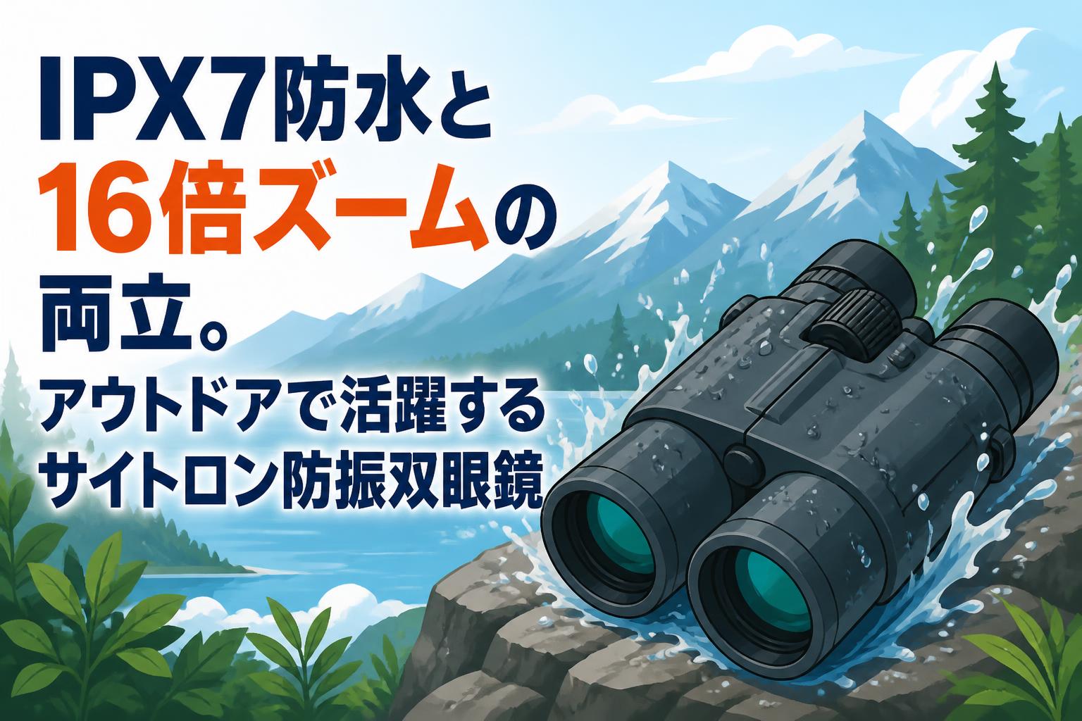IPX7防水と16倍ズームの両立。アウトドアで活躍するサイトロン防振双眼鏡