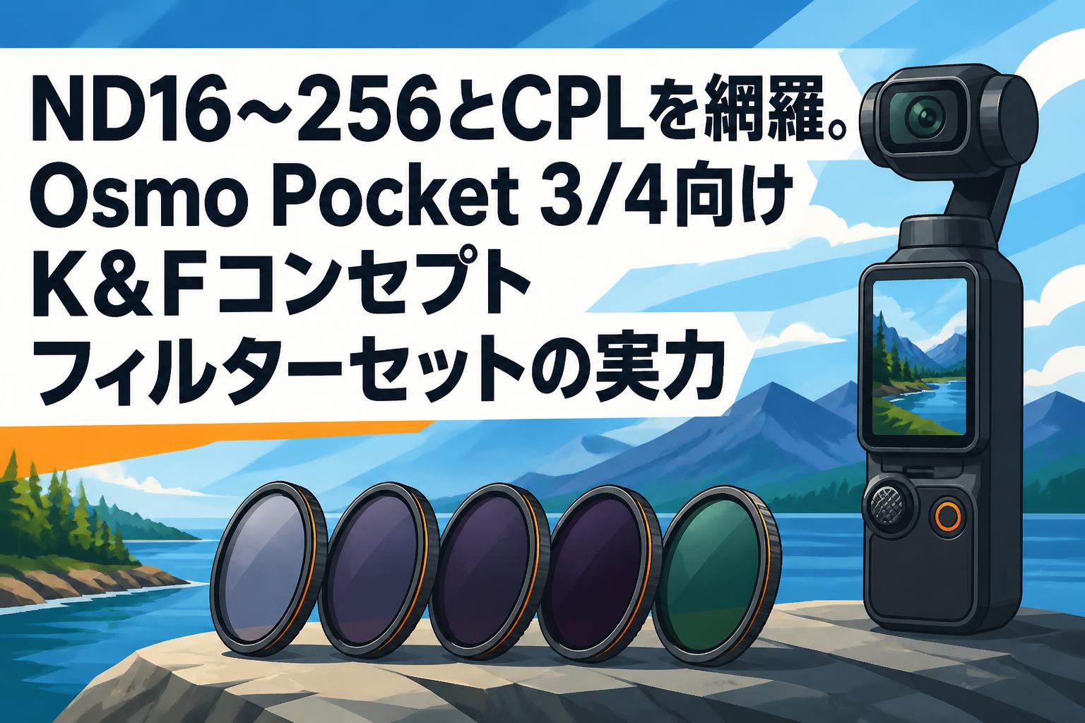 ND16〜256とCPLを網羅。Osmo Pocket 3/4向けK&Fコンセプトフィルターセットの実力