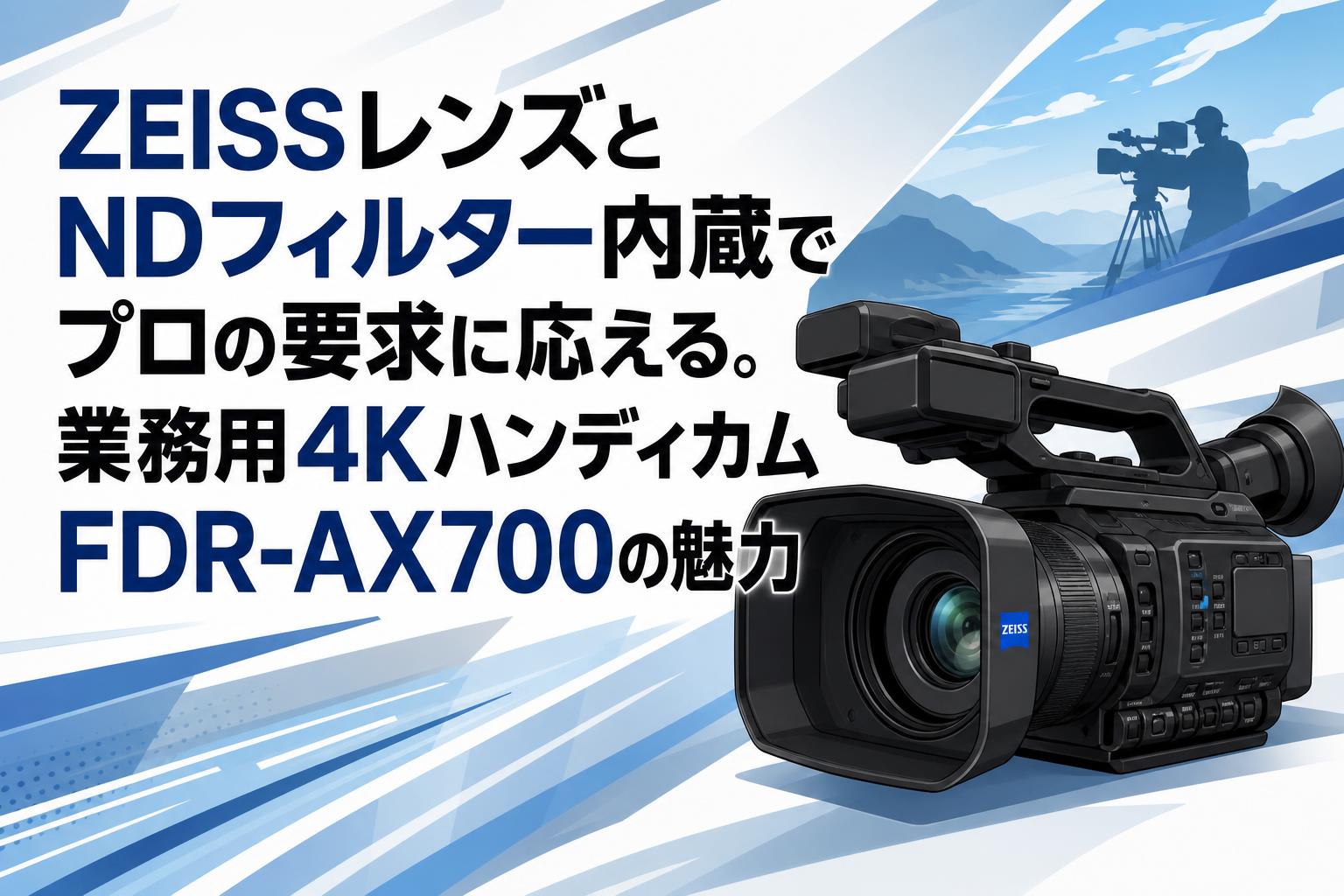 ZEISSレンズとNDフィルター内蔵でプロの要求に応える。業務用4KハンディカムFDR-AX700の魅力