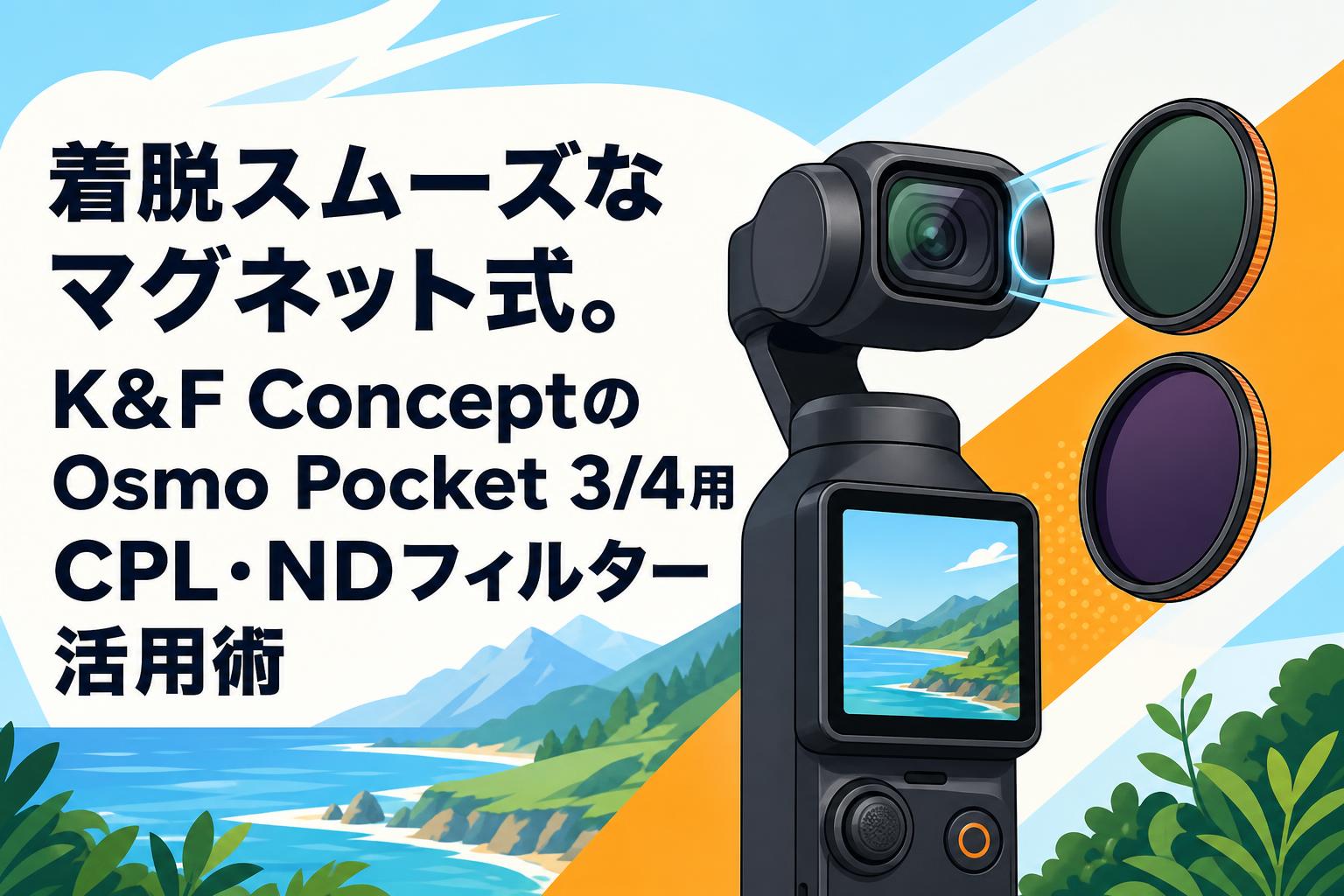 着脱スムーズなマグネット式。K&F ConceptのOsmo Pocket 3/4用CPL・NDフィルター活用術