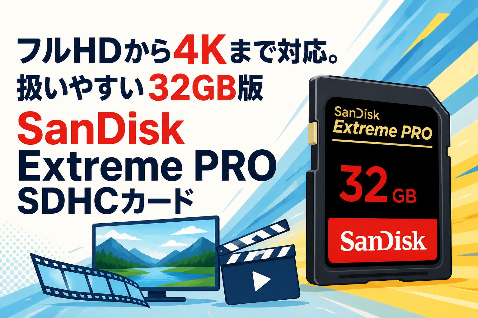フルHDから4Kまで対応。扱いやすい32GB版SanDisk Extreme PRO SDHCカード