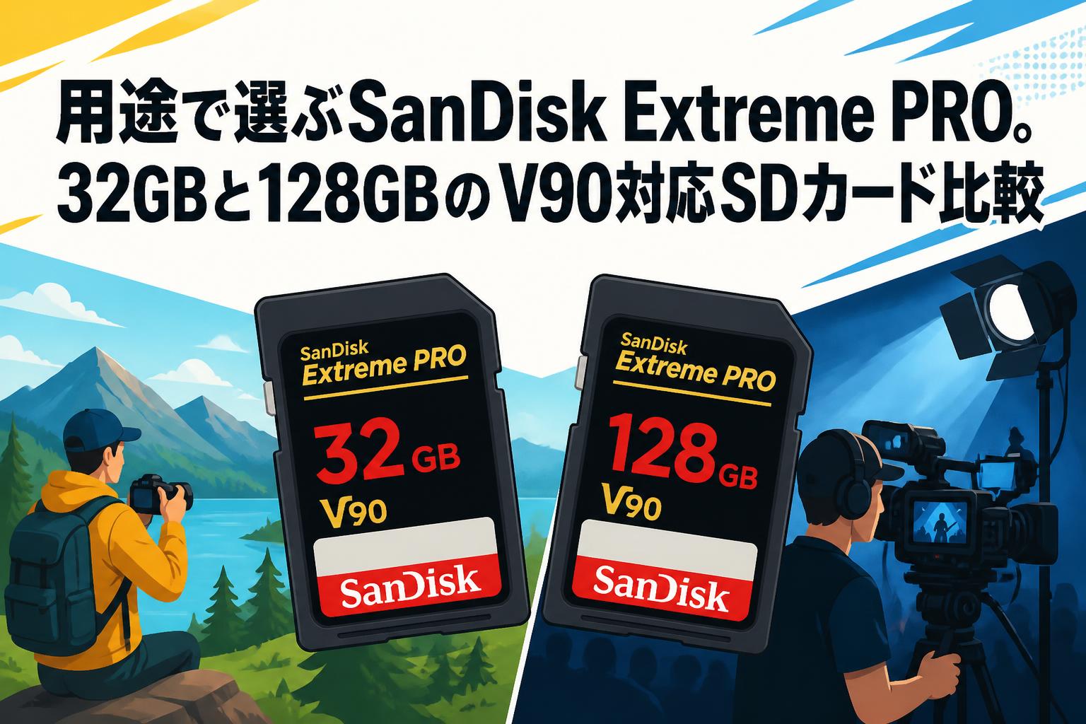 用途で選ぶSanDisk Extreme PRO。32GBと128GBのV90対応SDカード比較