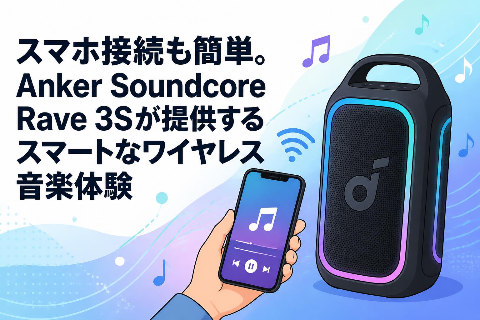スマホ接続も簡単。Anker Soundcore Rave 3Sが提供するスマートなワイヤレス音楽体験
