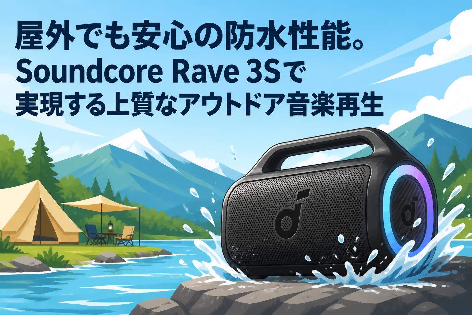 屋外でも安心の防水性能。Soundcore Rave 3Sで実現する上質なアウトドア音楽再生