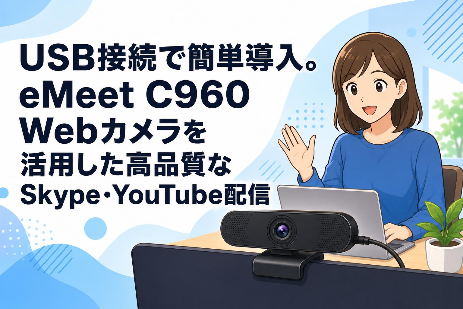USB接続で簡単導入。eMeet C960 Webカメラを活用した高品質なSkype・YouTube配信