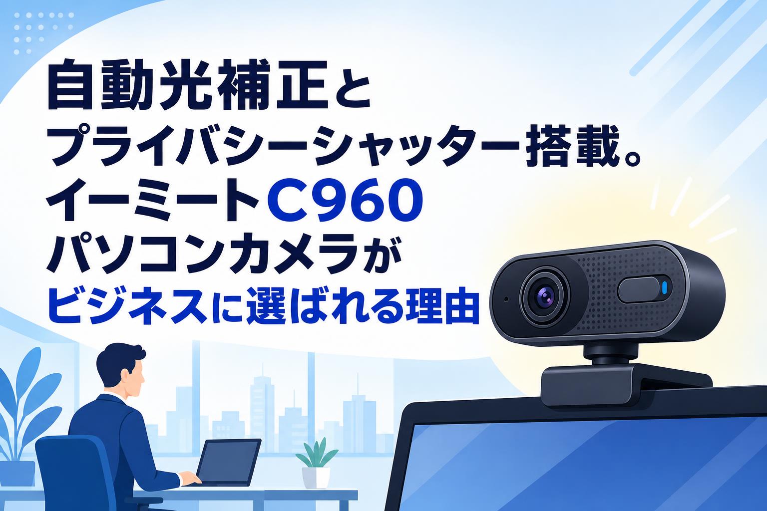 自動光補正とプライバシーシャッター搭載。イーミートC960パソコンカメラがビジネスに選ばれる理由