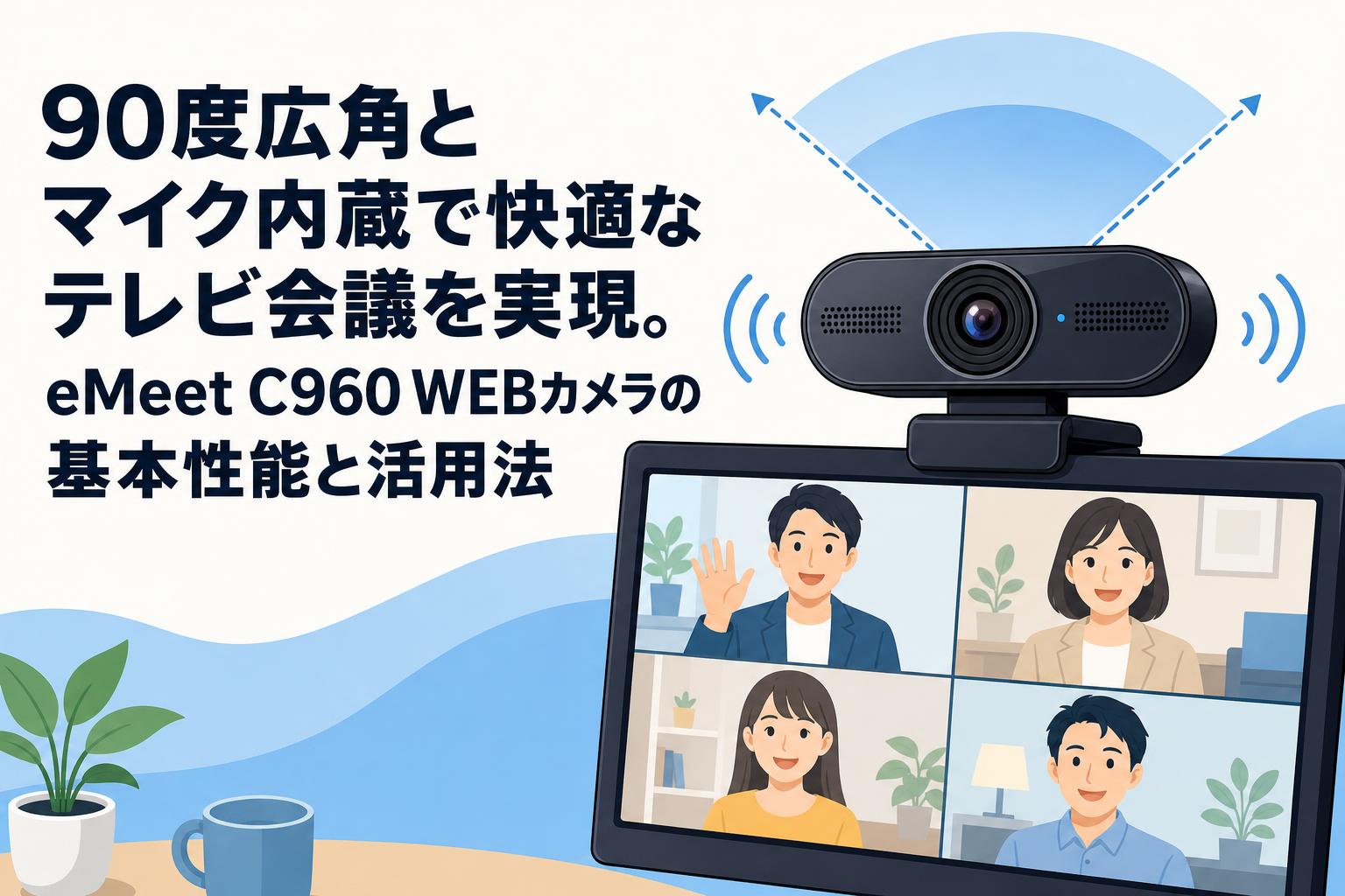 90度広角とマイク内蔵で快適なテレビ会議を実現。eMeet C960 WEBカメラの基本性能と活用法