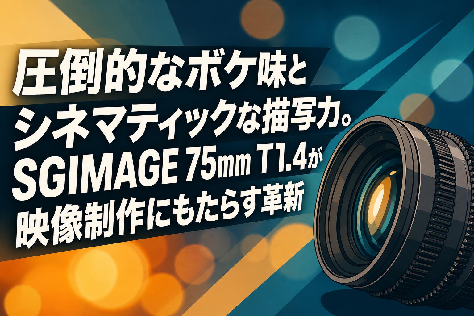 圧倒的なボケ味とシネマティックな描写力。SGIMAGE 75mm T1.4が映像制作にもたらす革新