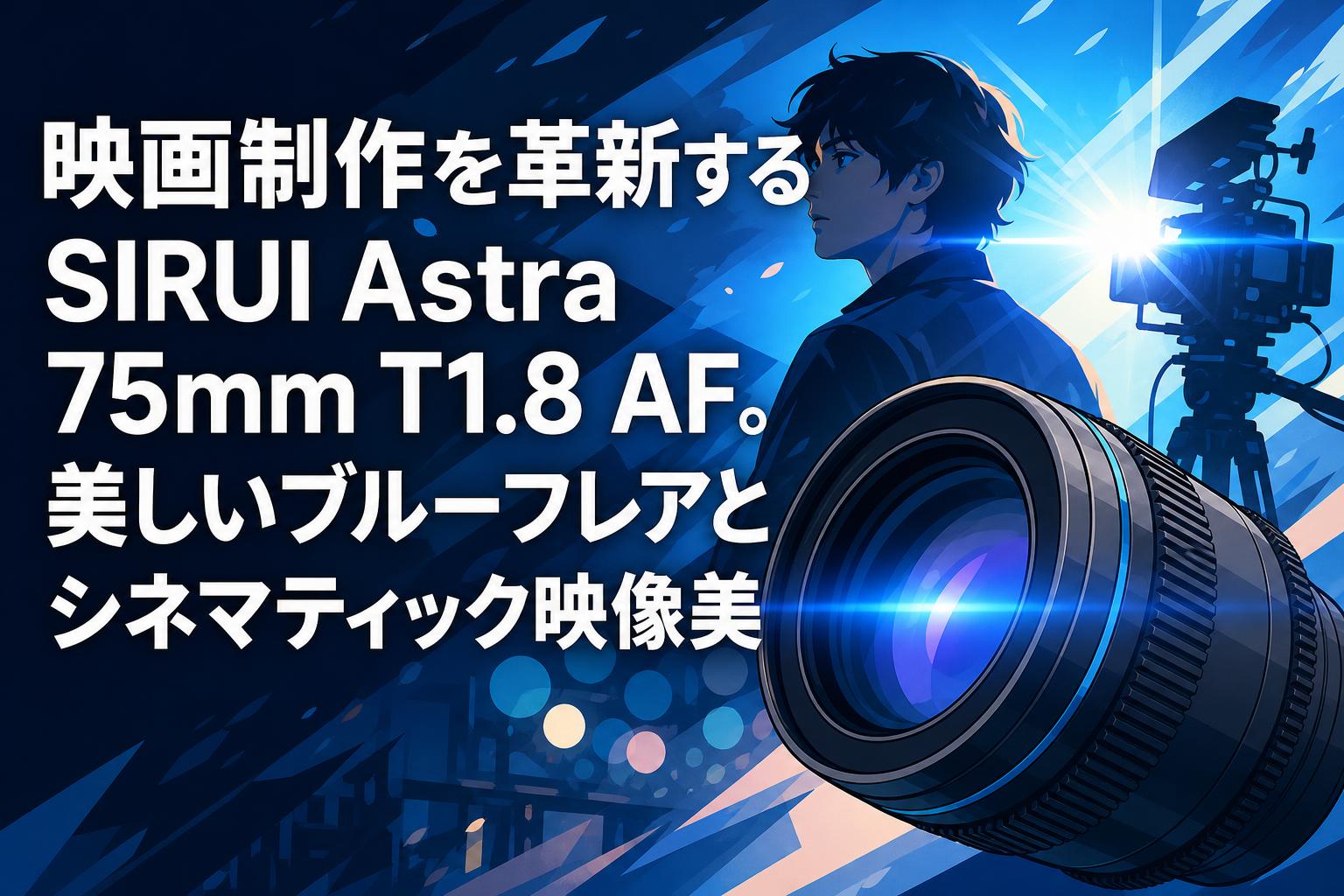 映画制作を革新するSIRUI Astra 75mm T1.8 AF。美しいブルーフレアとシネマティック映像美