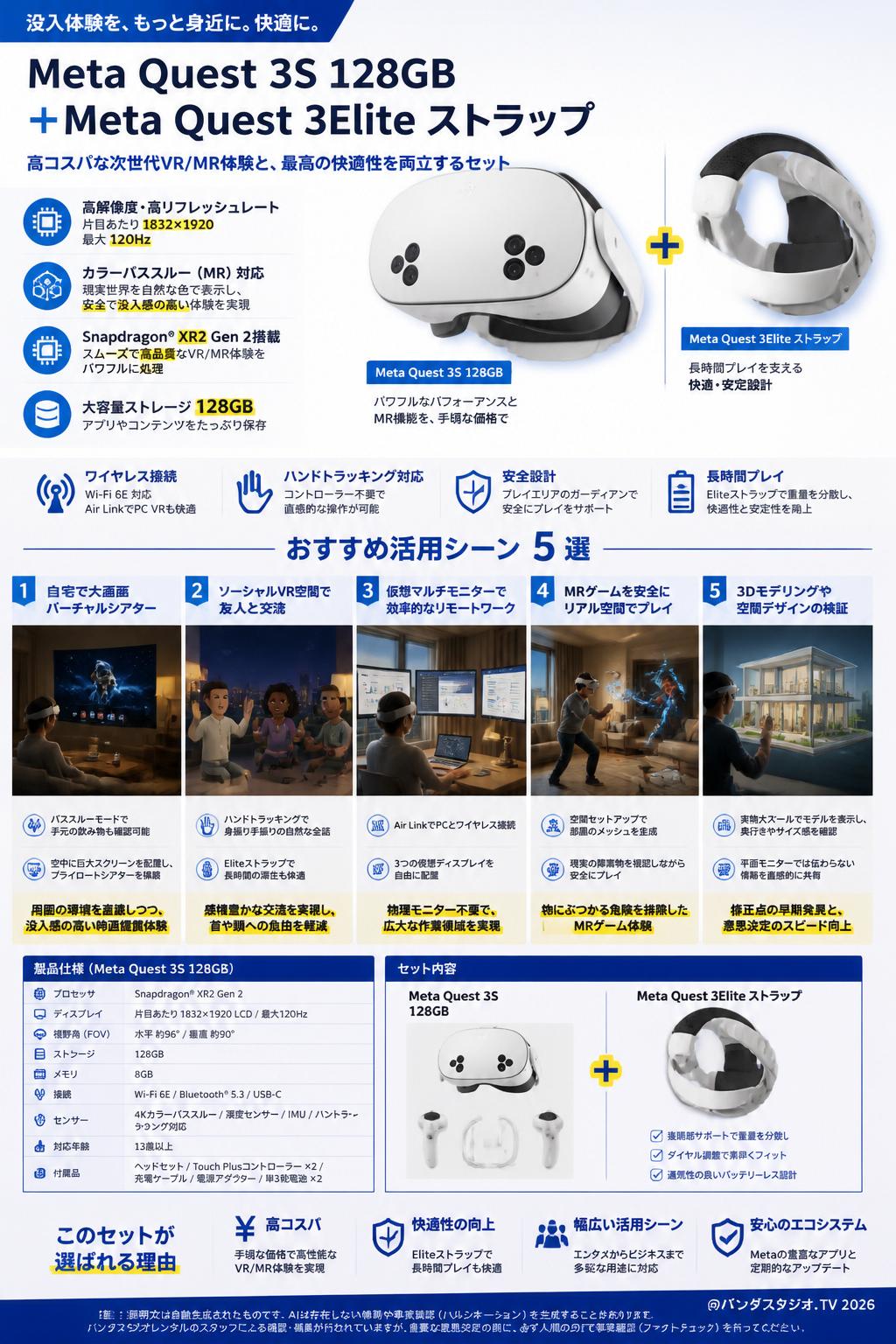 Meta Quest 3S 128GB ＋Meta Quest 3Elite ストラップ 用途