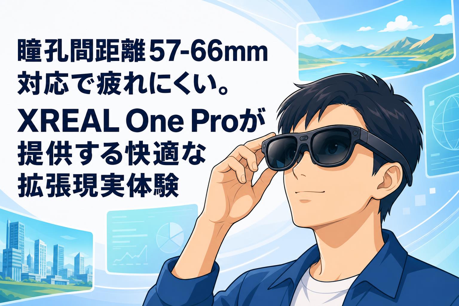 瞳孔間距離57-66mm対応で疲れにくい。XREAL One Proが提供する快適な拡張現実体験