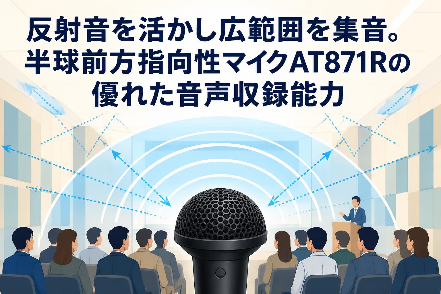 反射音を活かし広範囲を集音。半球前方指向性マイクAT871Rの優れた音声収録能力