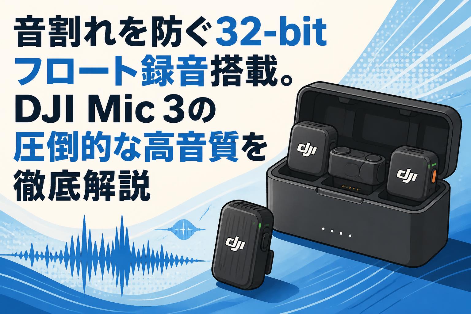音割れを防ぐ32-bitフロート録音搭載。DJI Mic 3の圧倒的な高音質を徹底解説