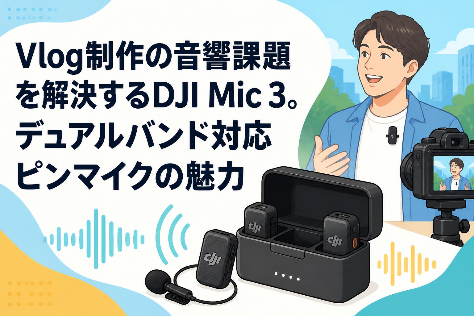 Vlog制作の音響課題を解決するDJI Mic 3。デュアルバンド対応ピンマイクの魅力