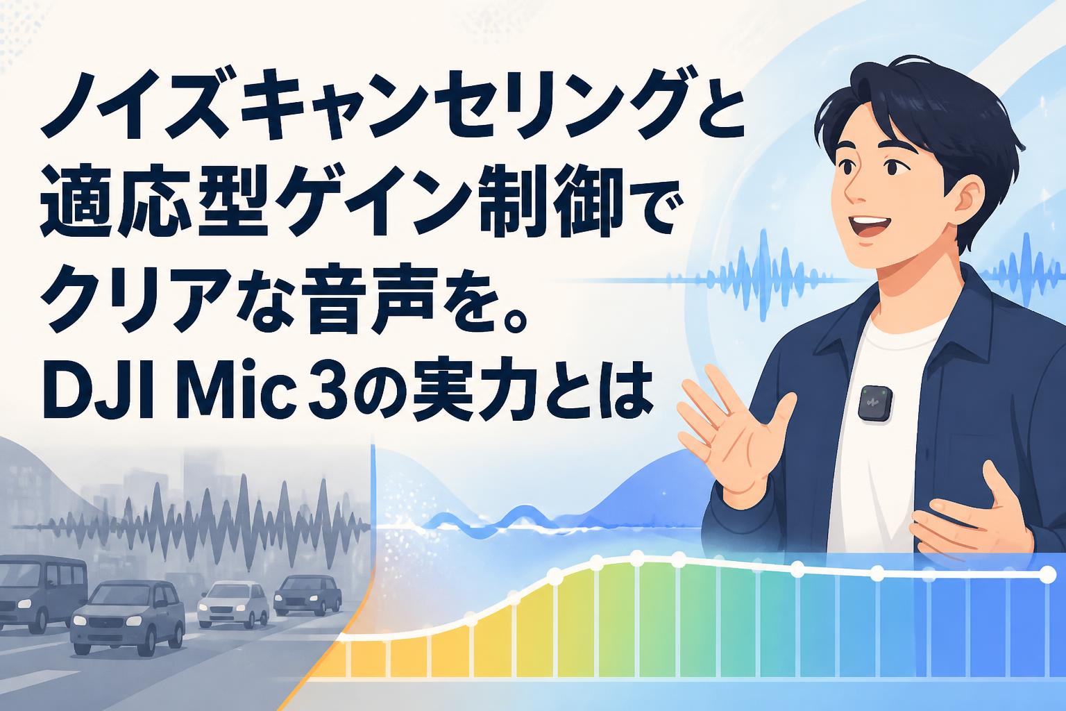 ノイズキャンセリングと適応型ゲイン制御でクリアな音声を。DJI Mic 3の実力とは