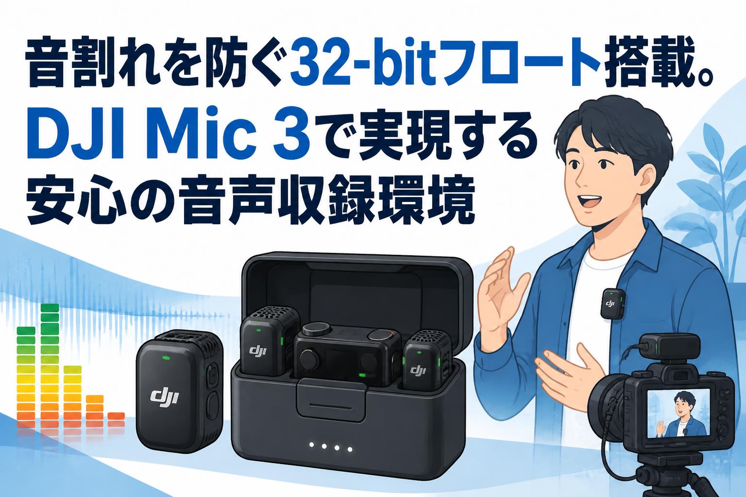 音割れを防ぐ32-bitフロート搭載。DJI Mic 3で実現する安心の音声収録環境