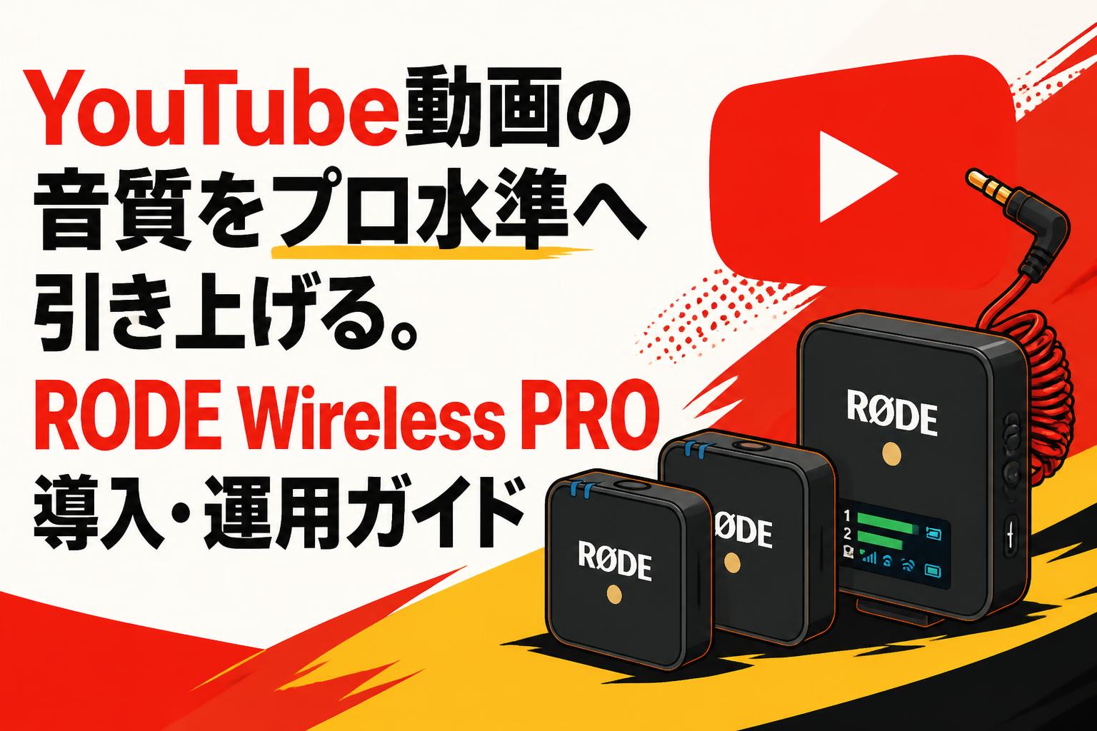 YouTube動画の音質をプロ水準へ引き上げる。RODE Wireless PRO導入・運用ガイド