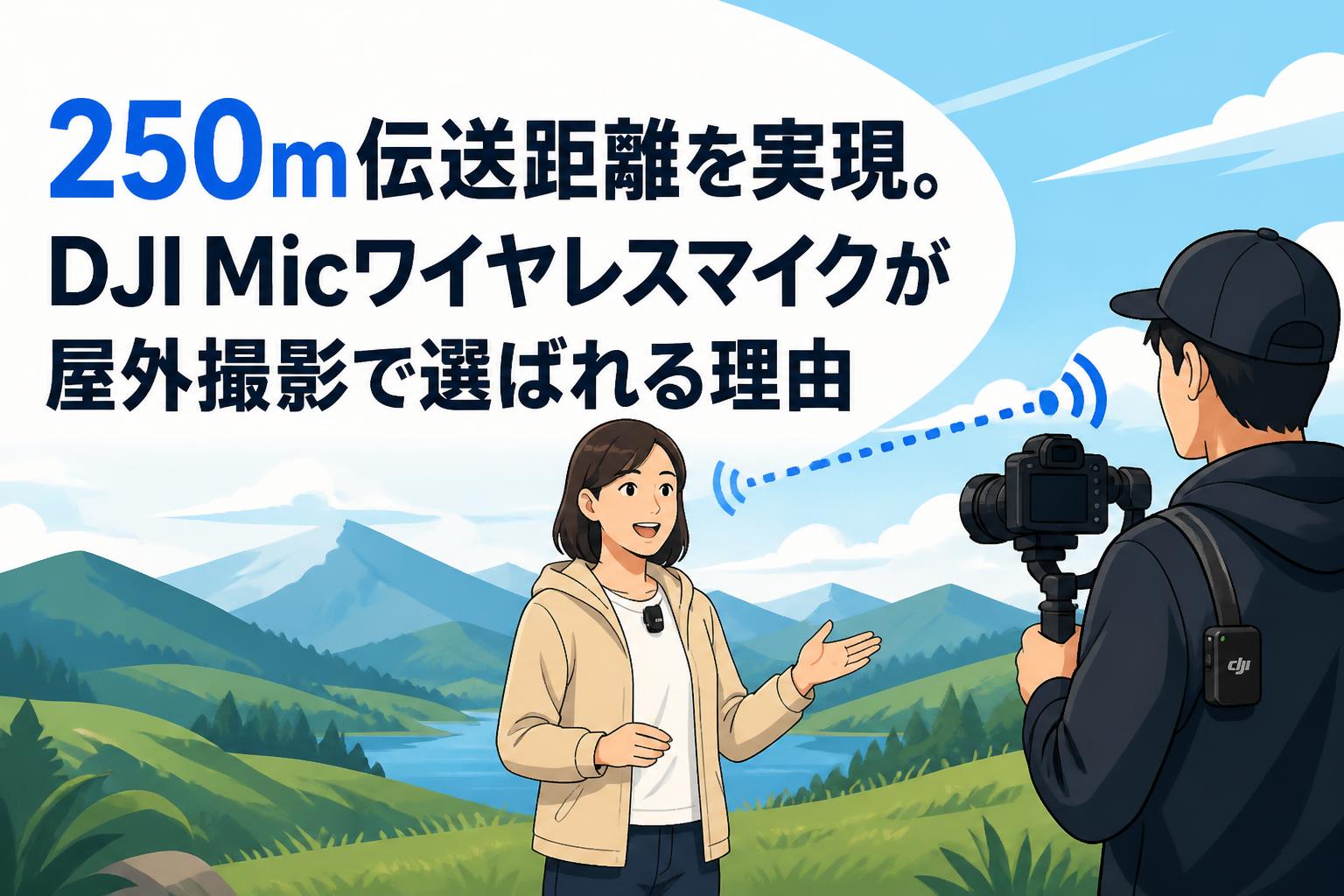 250m伝送距離を実現。DJI Micワイヤレスマイクが屋外撮影で選ばれる理由