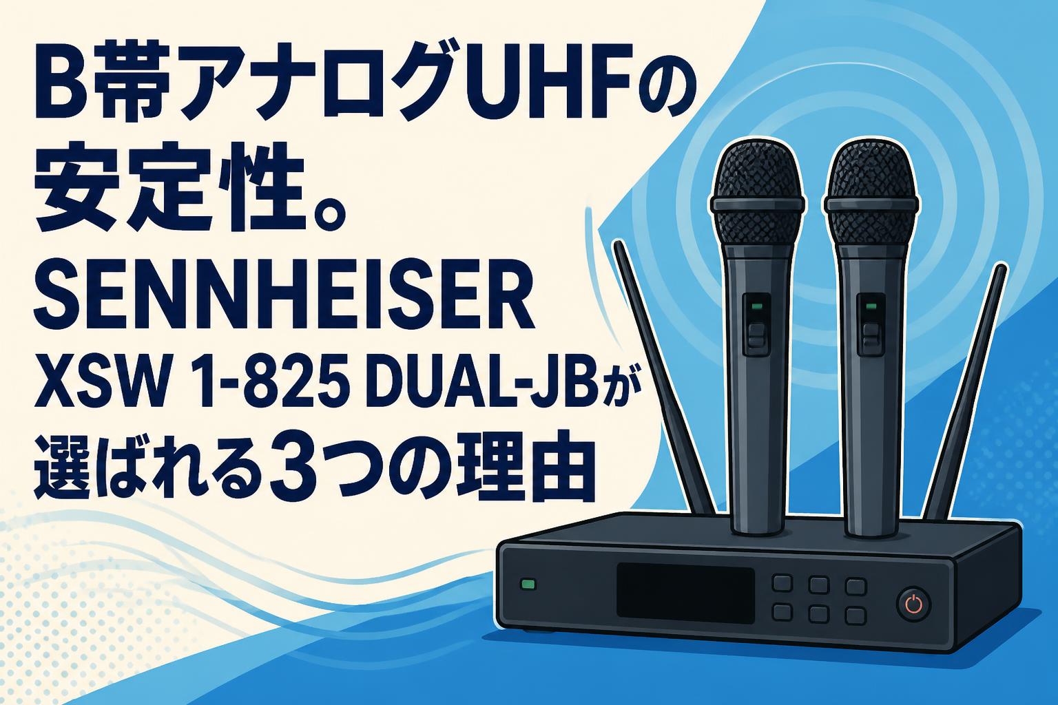 B帯アナログUHFの安定性。SENNHEISER XSW 1-825 DUAL-JBが選ばれる3つの理由