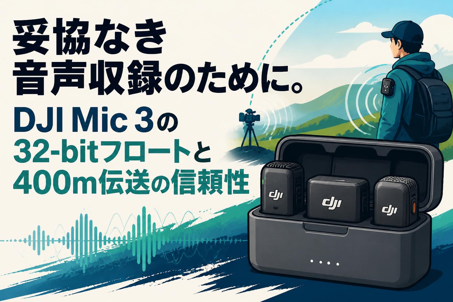 妥協なき音声収録のために。DJI Mic 3の32-bitフロートと400m伝送の信頼性