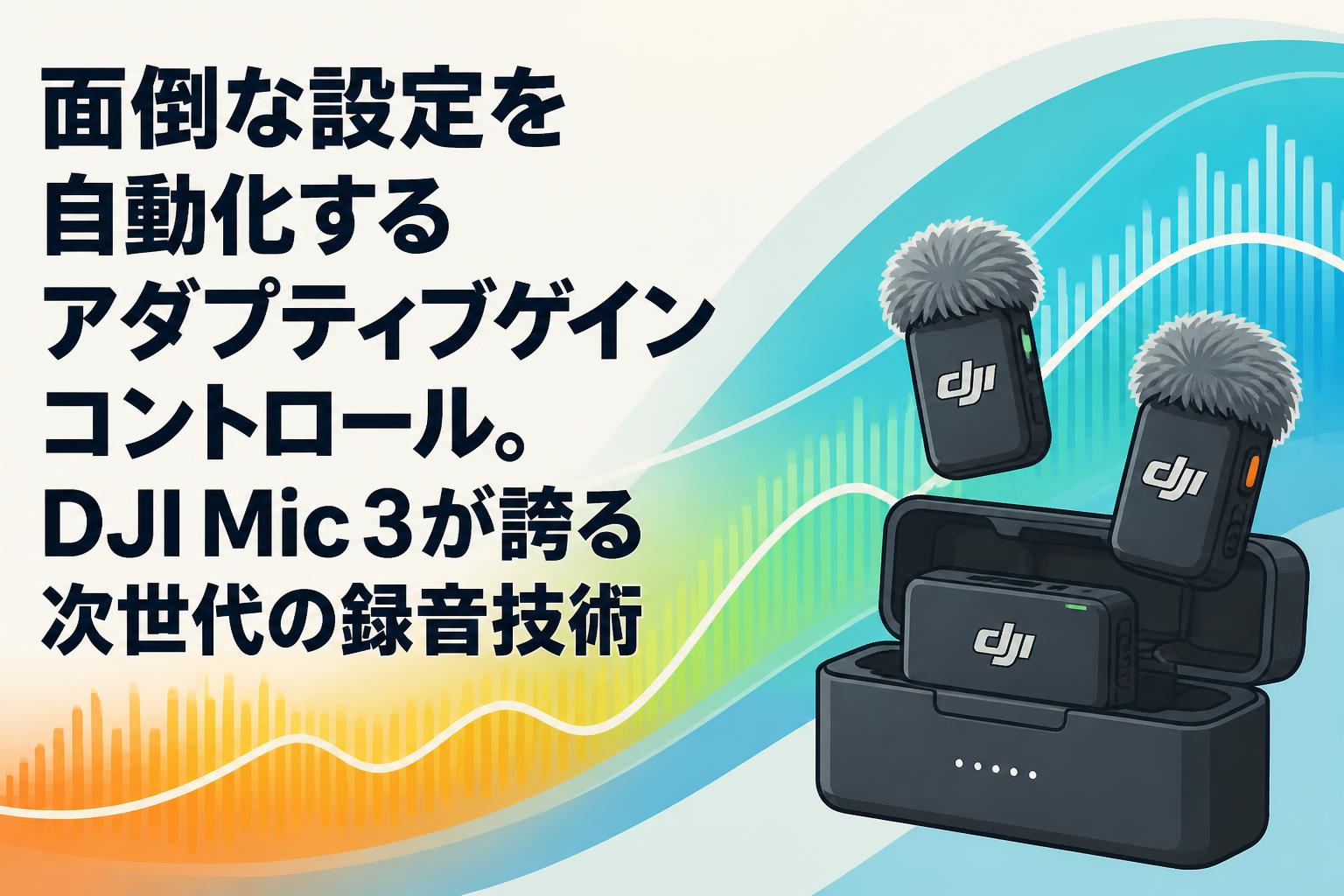 面倒な設定を自動化するアダプティブゲインコントロール。DJI Mic 3が誇る次世代の録音技術