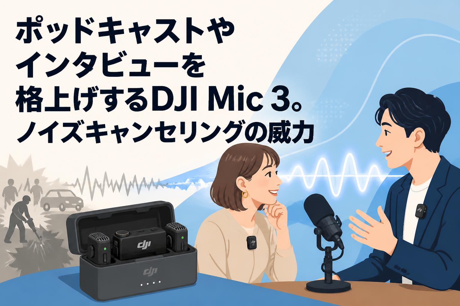 ポッドキャストやインタビューを格上げするDJI Mic 3。ノイズキャンセリングの威力