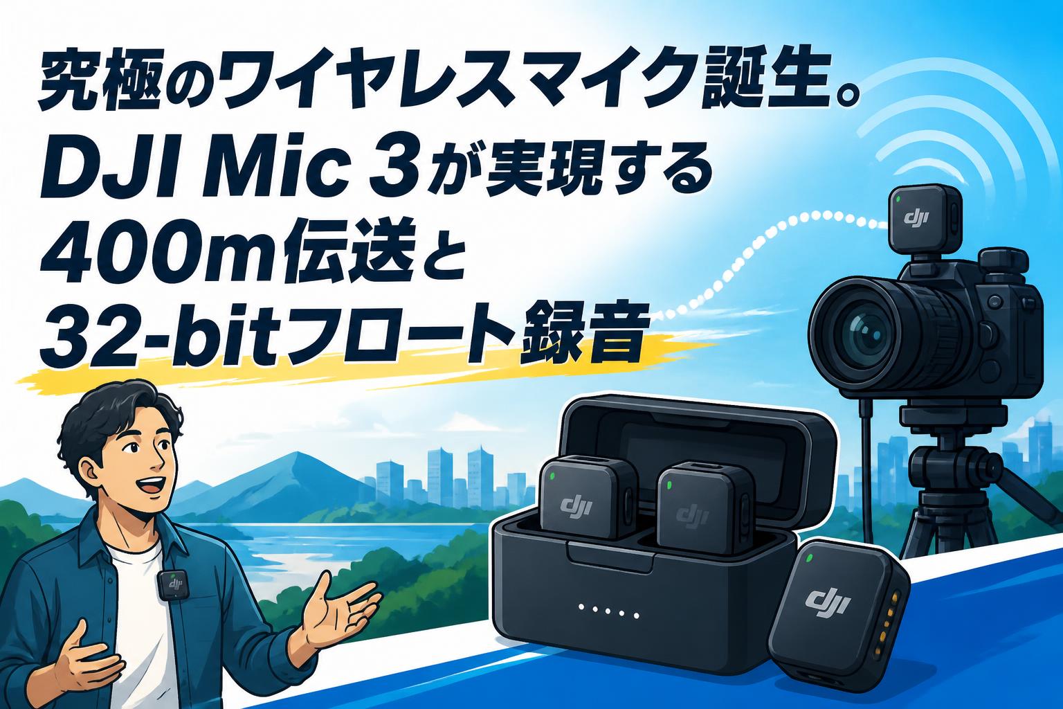 究極のワイヤレスマイク誕生。DJI Mic 3が実現する400m伝送と32-bitフロート録音
