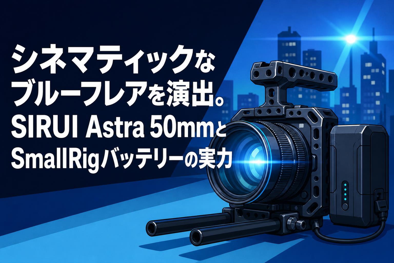 シネマティックなブルーフレアを演出。SIRUI Astra 50mmとSmallRigバッテリーの実力
