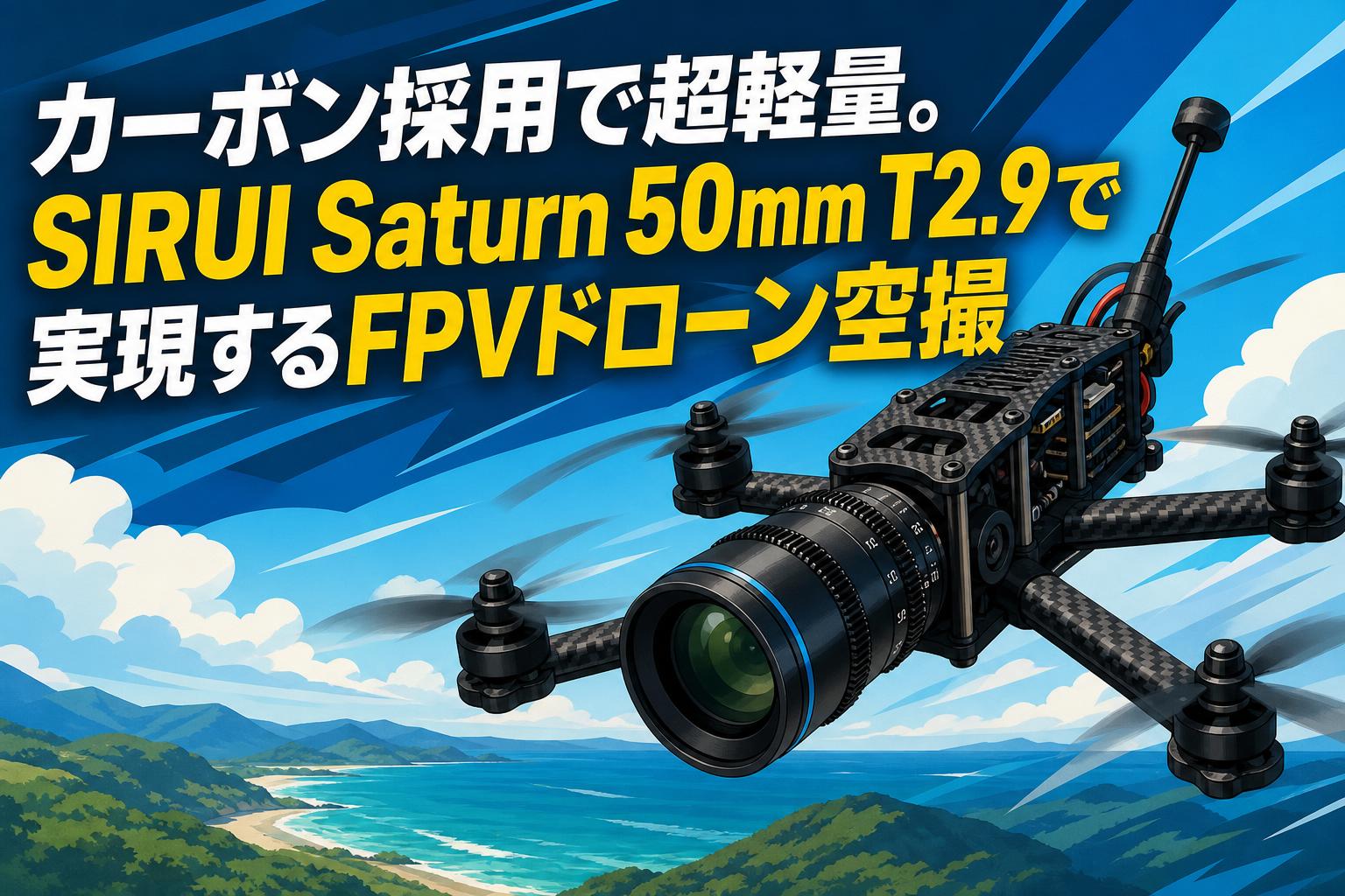 カーボン採用で超軽量。SIRUI Saturn 50mm T2.9で実現するFPVドローン空撮