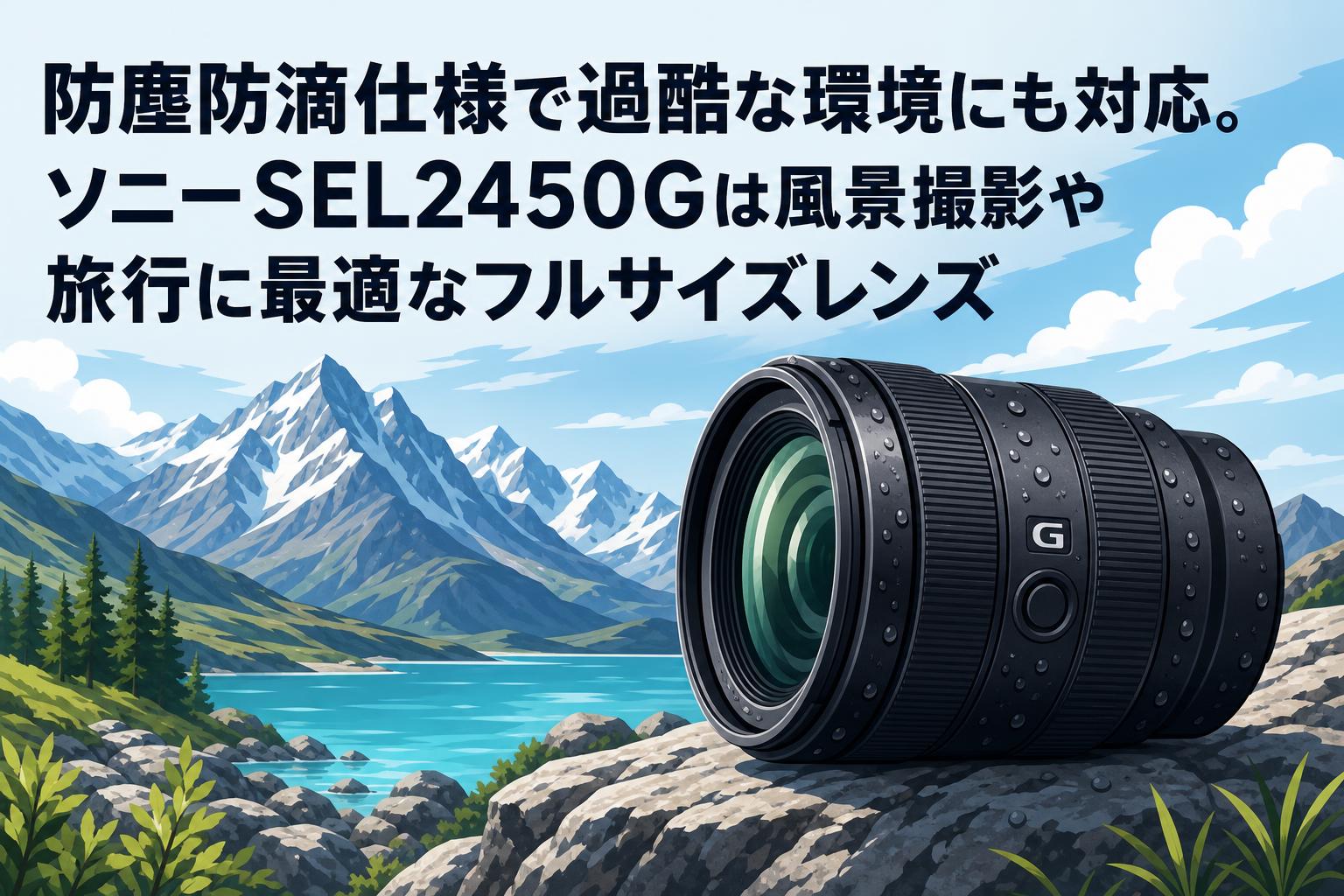 防塵防滴仕様で過酷な環境にも対応。ソニーSEL2450Gは風景撮影や旅行に最適なフルサイズレンズ