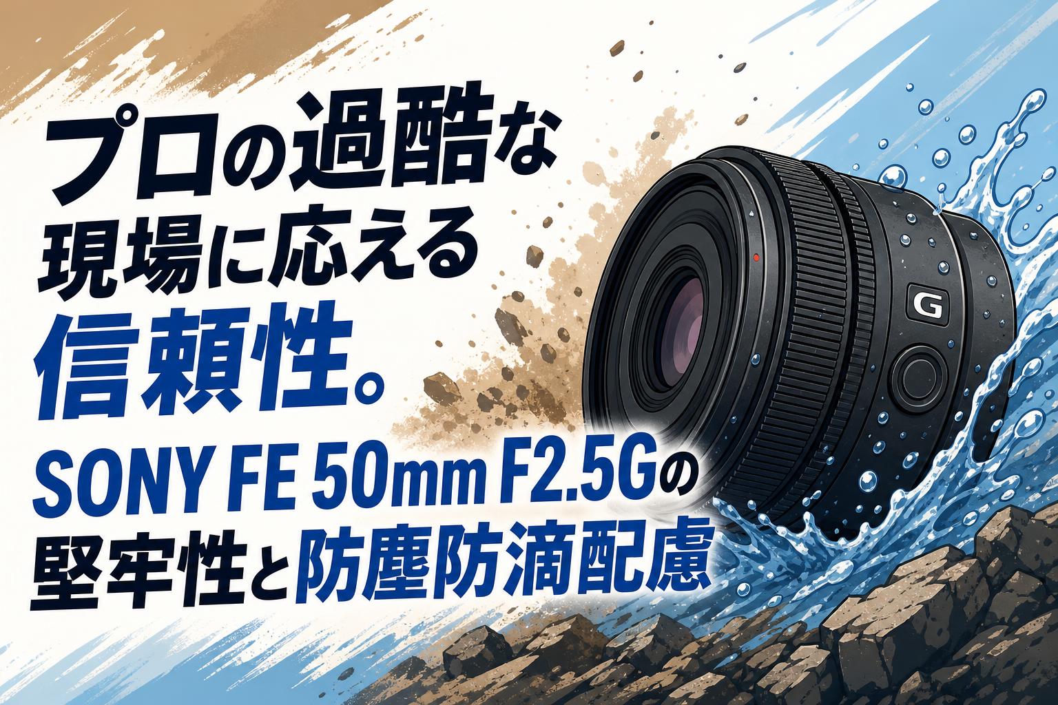 プロの過酷な現場に応える信頼性。SONY FE 50mm F2.5Gの堅牢性と防塵防滴配慮