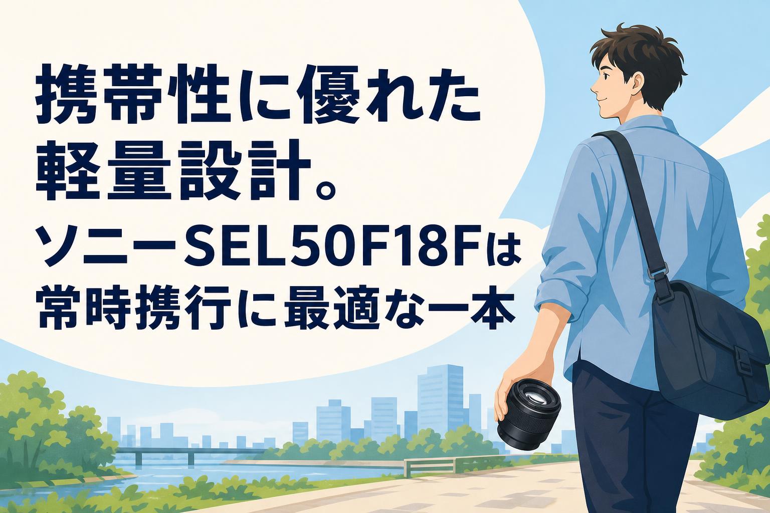 携帯性に優れた軽量設計。ソニーSEL50F18Fは常時携行に最適な一本