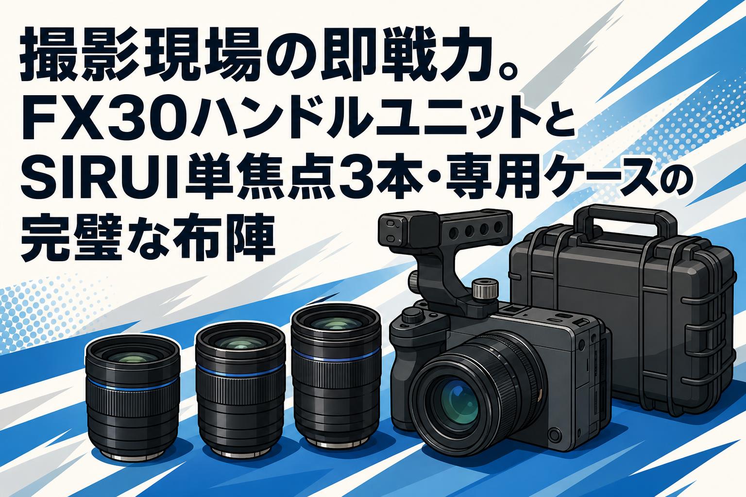 撮影現場の即戦力。FX30ハンドルユニットとSIRUI単焦点3本・専用ケースの完璧な布陣