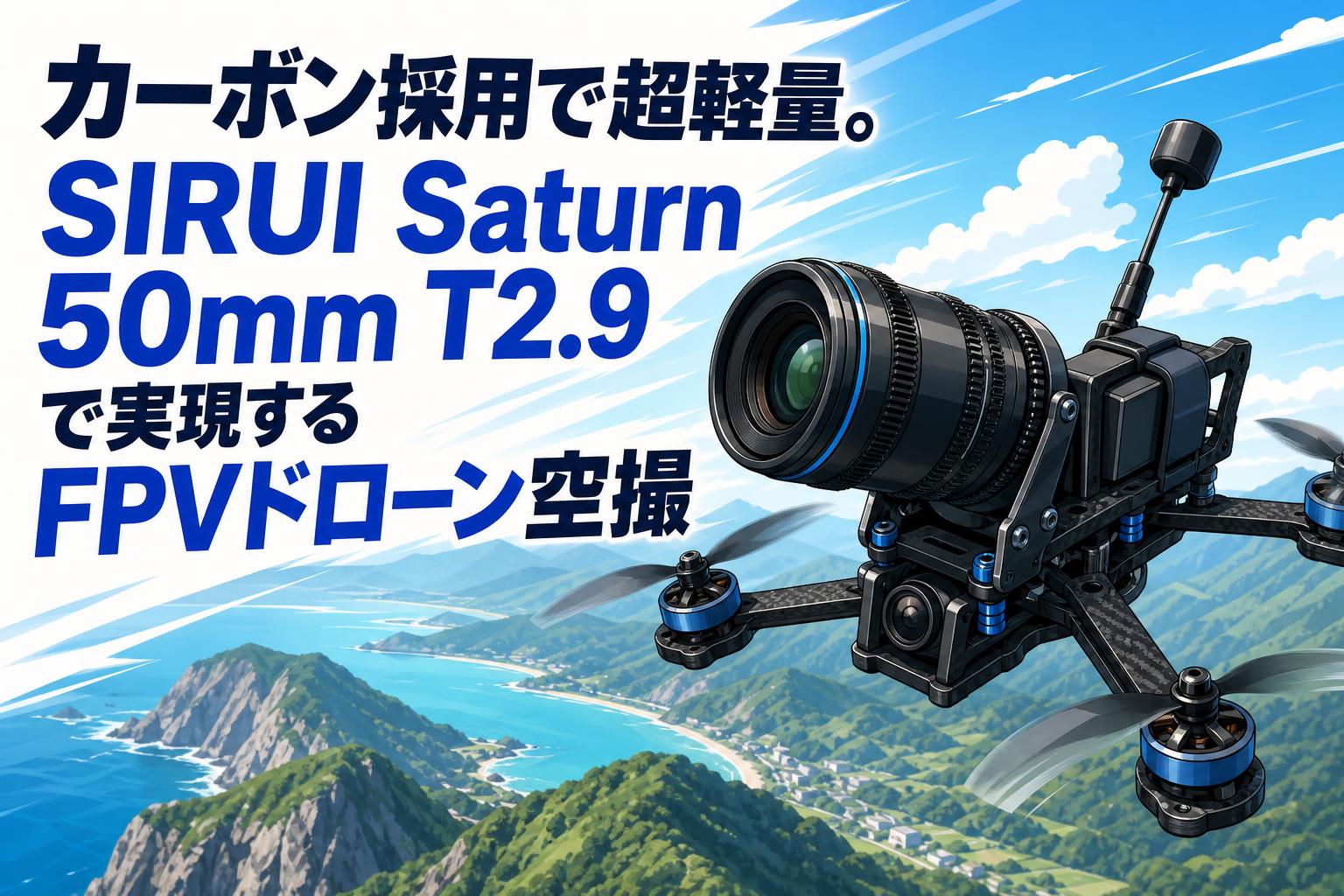 カーボン採用で超軽量。SIRUI Saturn 50mm T2.9で実現するFPVドローン空撮