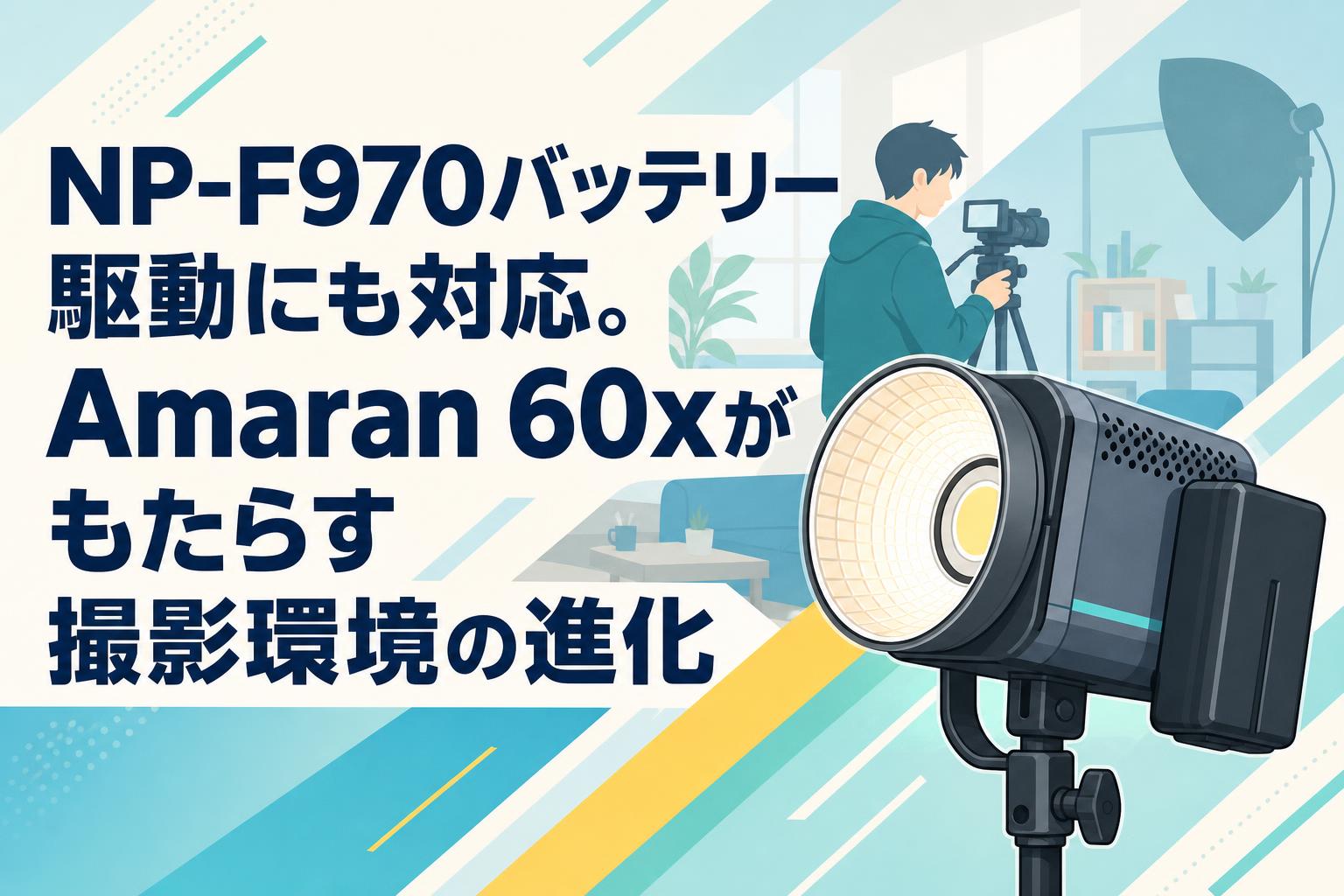 NP-F970バッテリー駆動にも対応。Amaran 60xがもたらす撮影環境の進化